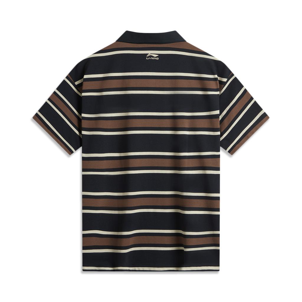 Li Ning Sports Lifestyle Series Logo Stripe Comfortable Breathable Loose Short Sleeve Polo Shirt Men Polo Shirts APLU921-1