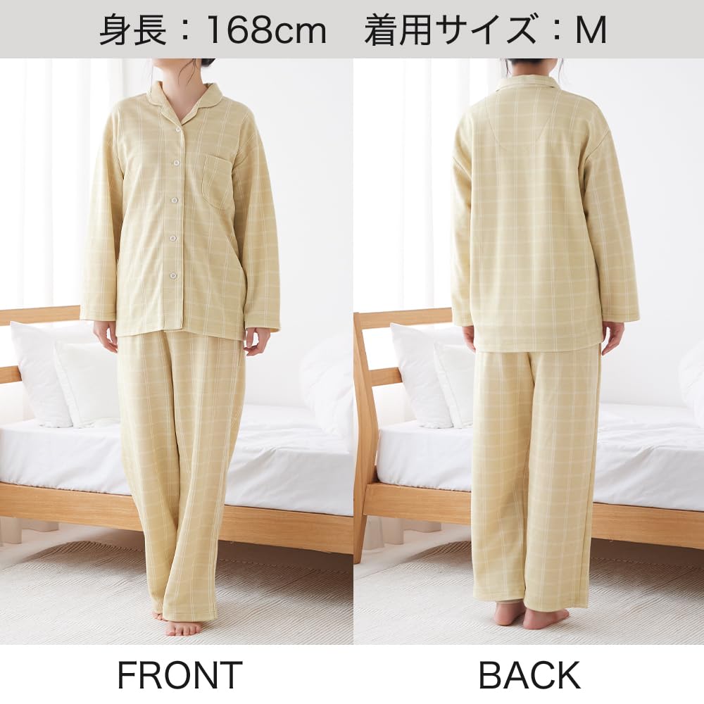 Gunze Fire Acedron Pajamas Elastic Holes At the Sleeves and Cardboard Navy Blue Women's Long-Sleeve (with Legs), Knit, (TG4615)