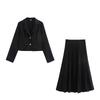 Kaslead New Arrival Women's Fashion Style Fashion Short Suit Outwear Pleated Skirt Suit