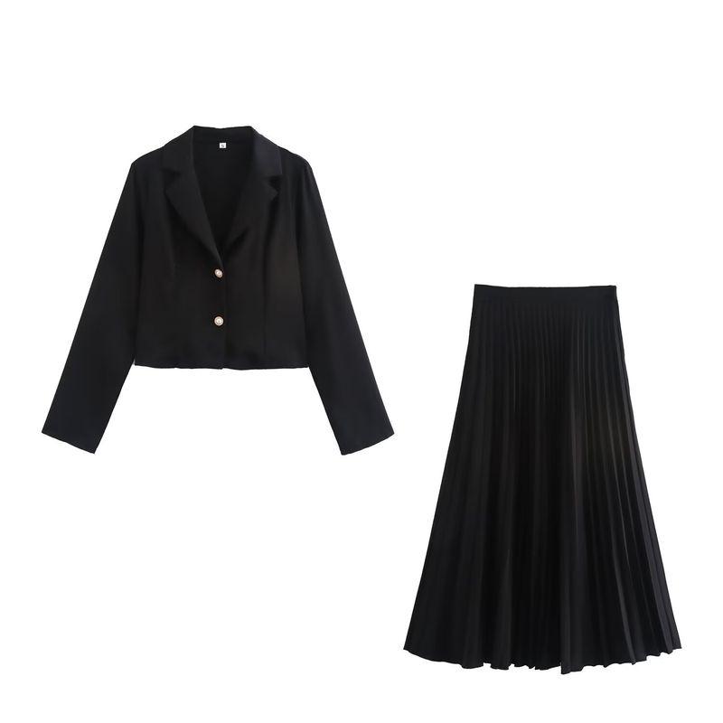 Kaslead New Arrival Women's Fashion Style Fashion Short Suit Outwear Pleated Skirt Suit