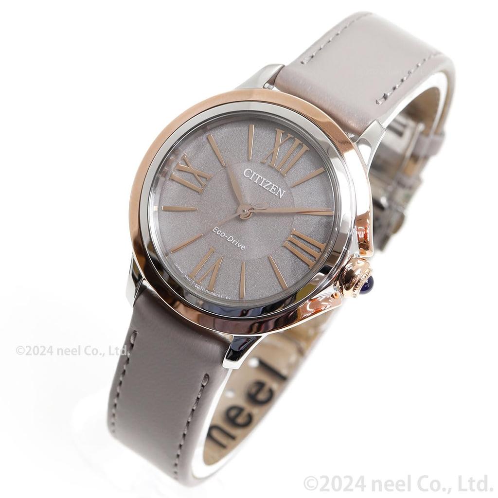 Citizen Waterproof ROUND Collection Gray and Pink Women's Eco-Drive Watch, Gold, EM1166-01Z