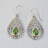 Teardrop Peridot Earrings, 925 Sterling Silver, Gemstone Earring