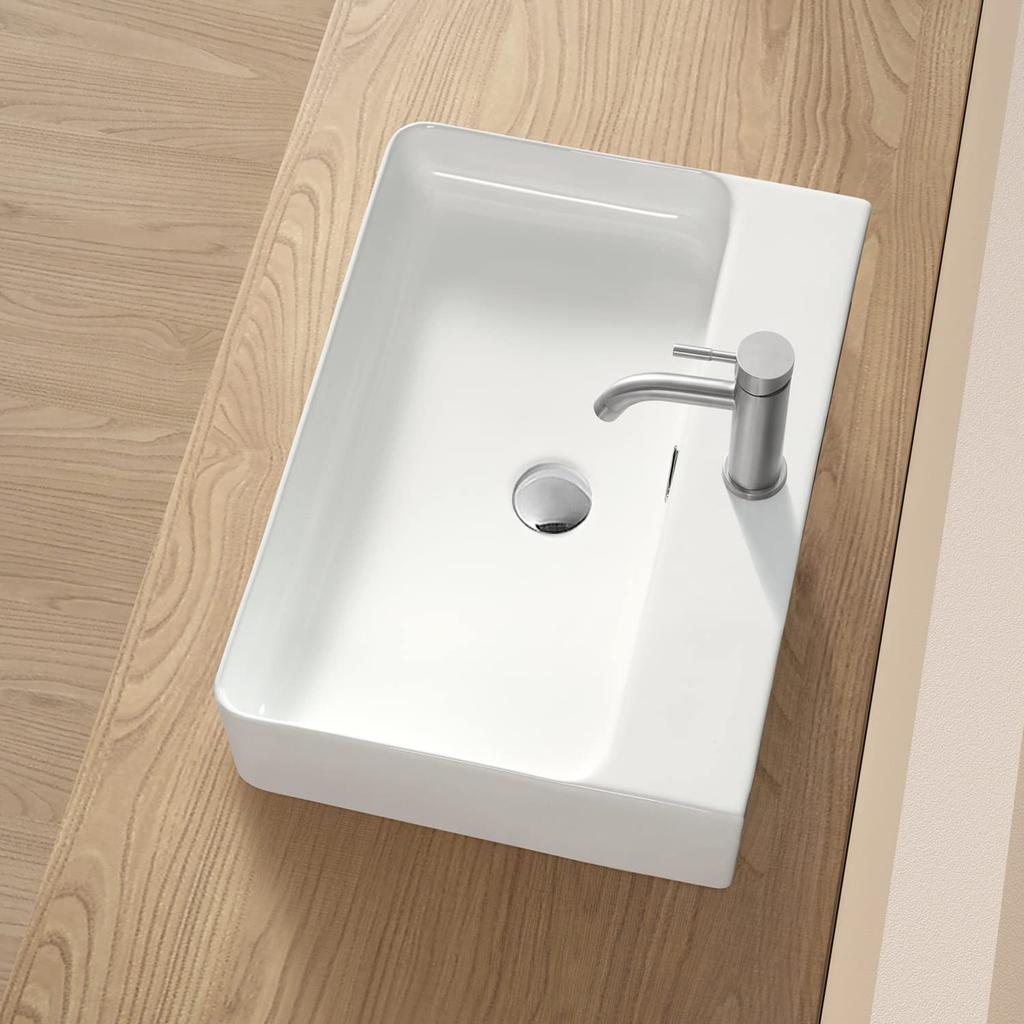 Trap Drain Set Large Stylish Freestanding Ceramic Hand Hand Wash Bowl [S Included] Washbowl, Washstand, Washbowl, Washer, 610425130mm (Rectangular)