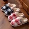 Slippers autumn and winter cotton slippers home color matching plush indoor cotton shoes warm thickened wool slippers couple cotton mop