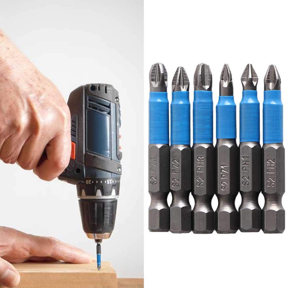 6pcs Anti Slip Cross Head Bit Magnetic Phillips Screwdriver Bits 50mm   Power Hand Tools