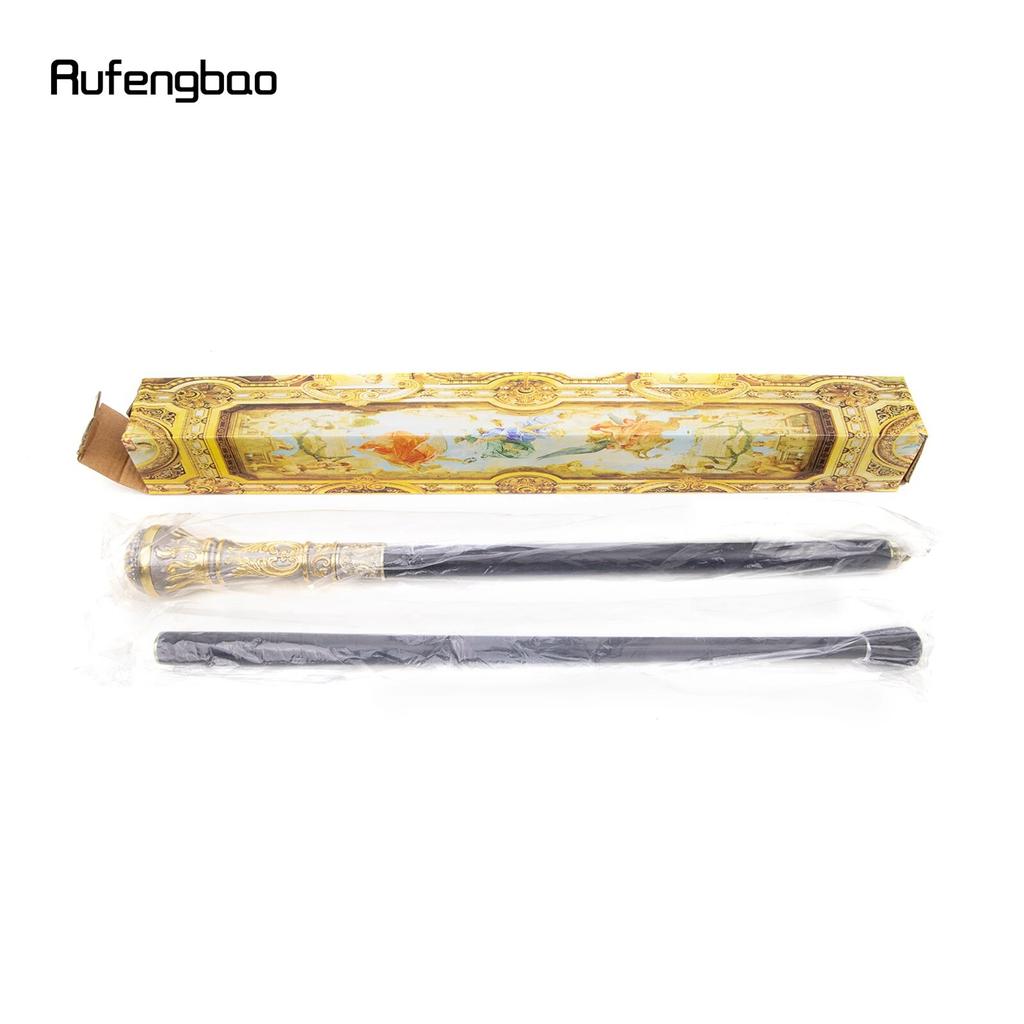 Goldgrauer Luxus-Gehstock mit rundem Griff, modischer Gehstock für Party, dekorativer Gehstock, eleganter Spazierstock mit Crosier-Knopf, 93 cm