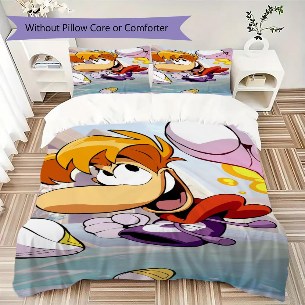 Rayman Pattern Bedding Uilt Set Uilt Cover Pillowcase Home Decoration Birthday Gift (1 * Duvet Cover + 2 * Pillowcase Without Core)129