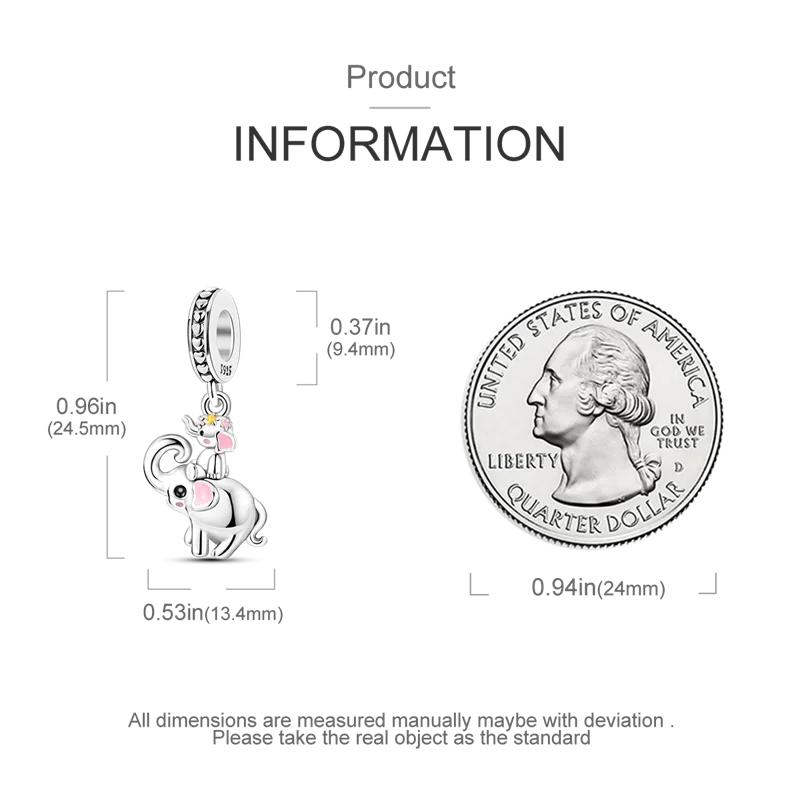 Elephant Parent-Child Pendants Plata R Original Beads Fit Originalcharms Bracelet Beads Jewelry Gifts For Women