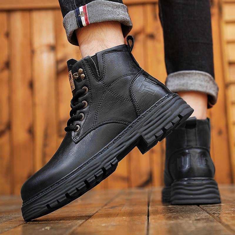 Autumn and Winter Retro High-top Leather Martin Boots Fashion Casual Men's Shoes Student Outdoor Platform Tooling Shoes