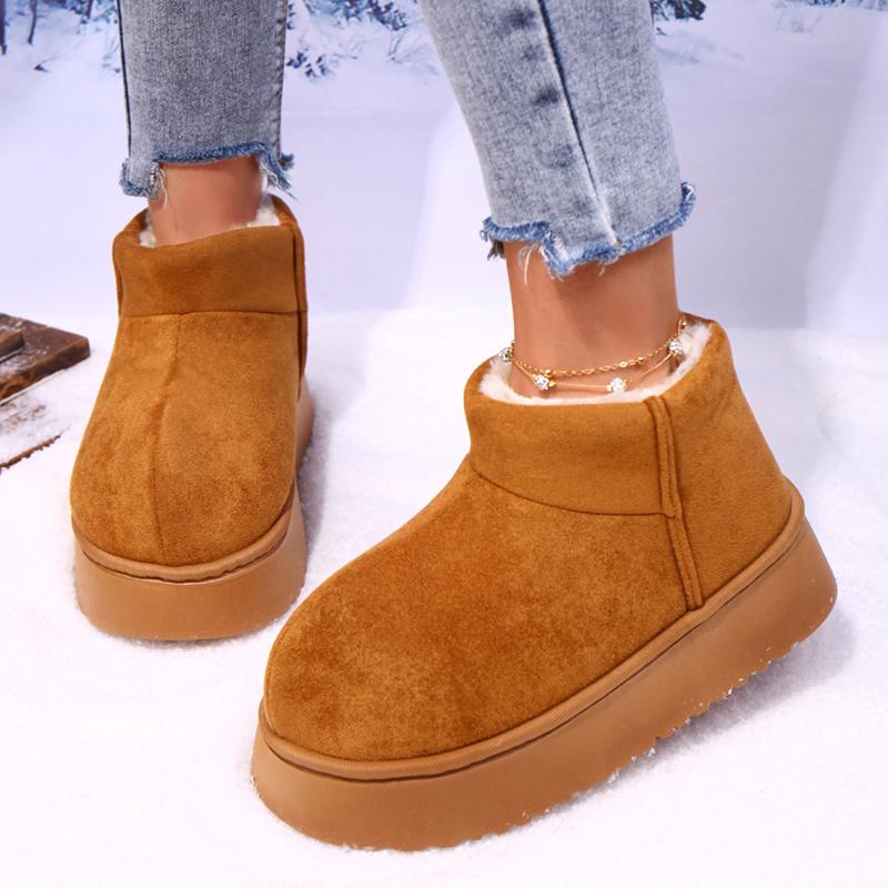 Fashion Women's Winter Warm Plush Snow Boots Thick Bottom Slip On Cotton Padded Shoes Woman 2025 New Non Slip Platform Ankle Botas Mujer