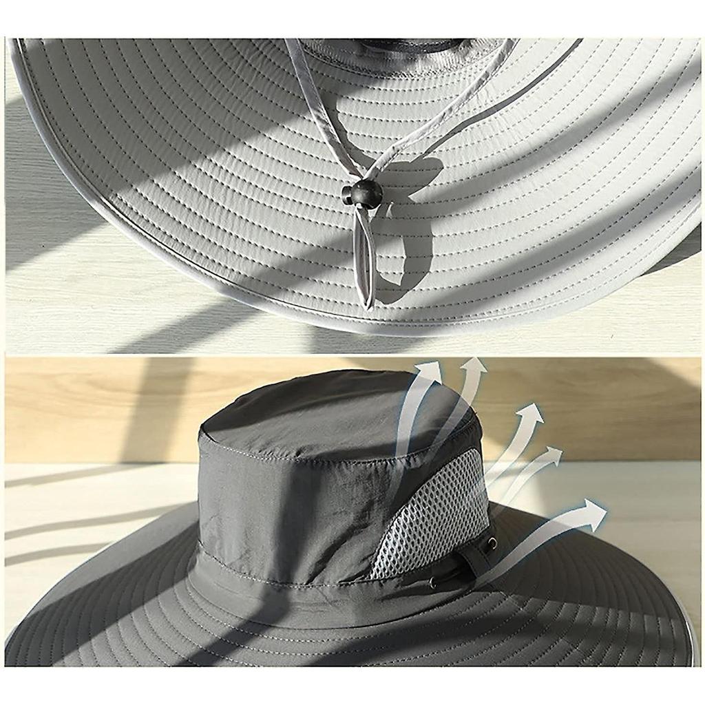 Men Wide Brim Sun Hats Upf50+ Waterproof Breathable Bucket Hat For Fishing, Hiking, Camping