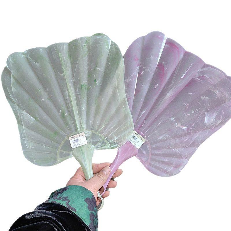Summer Plastic Portable Fan  Chinese Hand Cranked Fan Cool Breeze Performance Dance Party Pography Props Fan