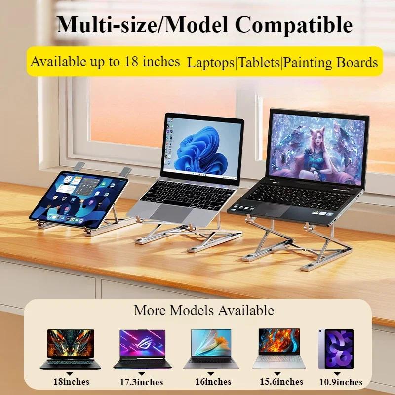 Oatsbasf Aluminum Alloy Foldable Laptop Stand 7+8 Gear Adjustable Portable Stable Tablet Riser Holder Notebook Computer Support