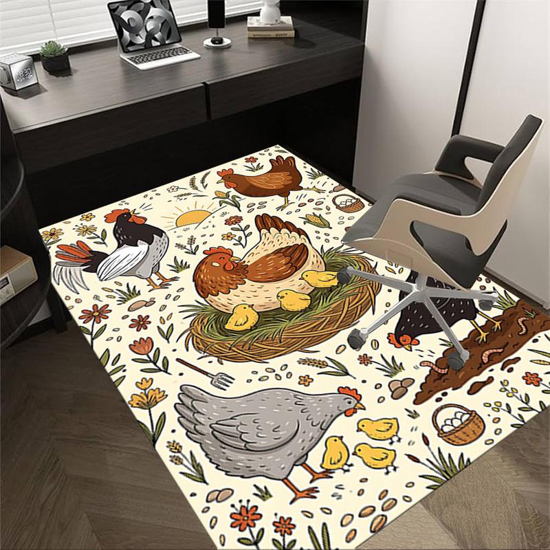 1PC farm chickens Non-Slip Floor carpet, Office, family, bedroom, Studio - Large Area Rug, Vibrant Colors, Longlasting Material-X445