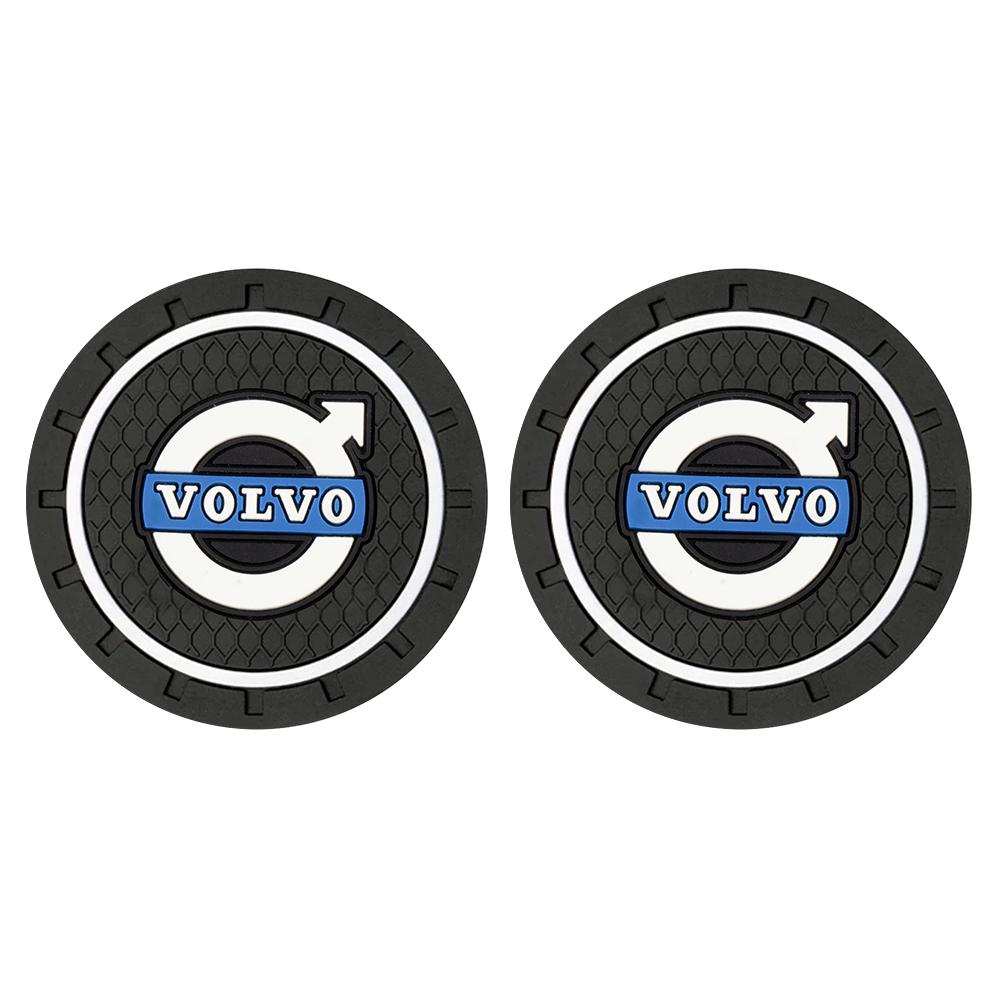 1/2pcs Silicone Car Coaster Water Cup Holder Anti-Slip Mat Car Badge Decor For Volvo Rdesign Xc90 Xc60 S40 S60 S80 V40 V50 V60