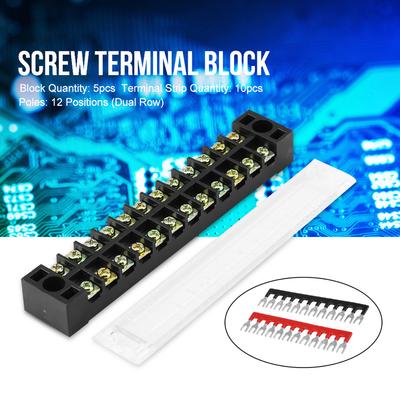 600V 15A Screw Terminal Block Dual Row 12 Positions 600V 15A Screw Terminal Block Pre Ulated Terminal Barrier Strip