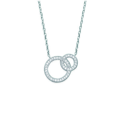 [M7282] - Silver Necklace 'Sissi' White Silver (rhodium Plated) - 13x16 Mm
