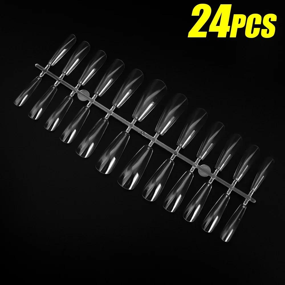 Clear Natural Fake Nails Ultra-thin Transparent Artificial Press on Long Ballerinas Nails Art Tool DIY Nail Extension Long Tips