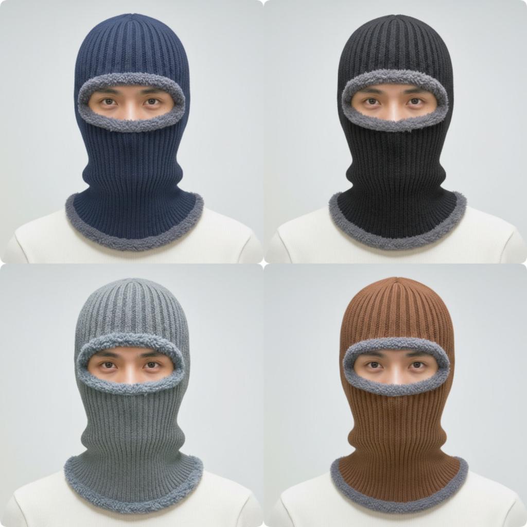 Samt, Verdickt, Winddichte Mütze, Thermomütze, Ohrenschutzmütze, Fahrradmütze, Overall, Strickmütze, Überziehmütze, Mütze mit Maske