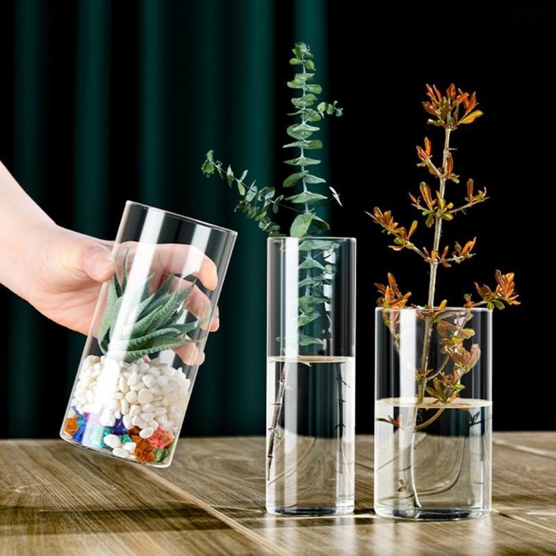 62KD Handcrafts Glass Vase Glass Cylinders Vase Glass Holder Beautiful Pattern for Florals Arrangements and Gifting