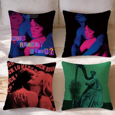Street ttTV GirL Cushion Cover Short Plush Cushion Cover Double Sided Print Washable Sofa Pillowcase Home Decor Gift