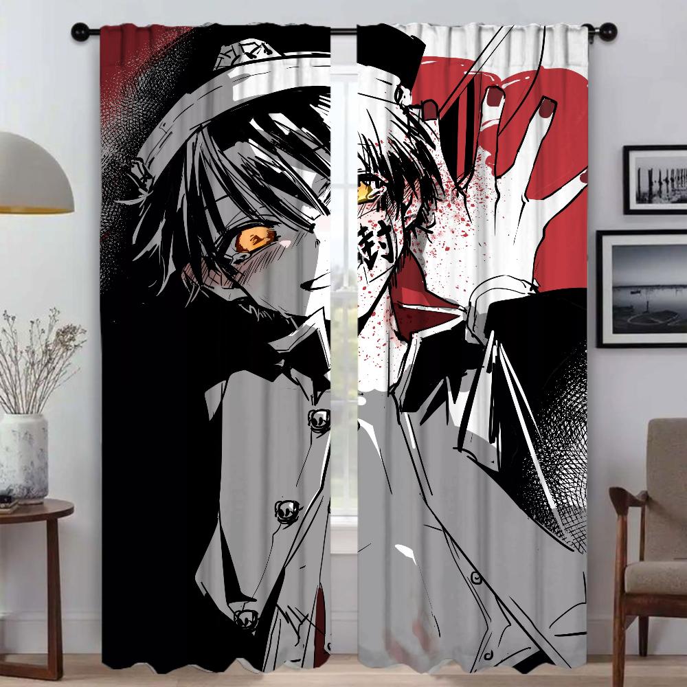Hanako Kun Partition Kitchen Curtains for Camera Window Curtain for Room 2 Panel Home Interior Curtains Shades Living Blackout