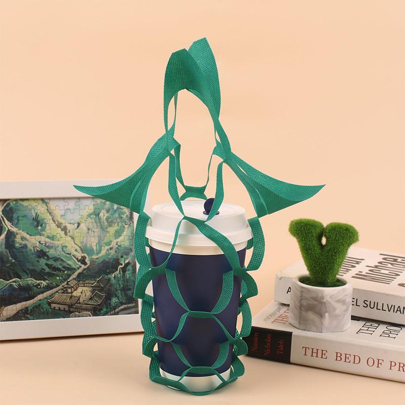 Portable Non Woven Water Cup Holder Reusable Milk Tea Beverage Tote Bag for Work Travel and Restaurant Use