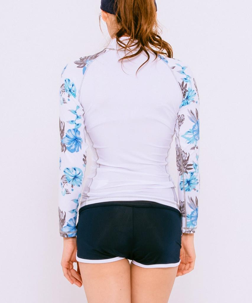 Dangun Long Sleeve Rash Guard With Floral Color Block Sleeves