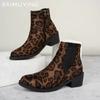 Leopard Women Snow Ankle Boots Sexy Chunky Chelsea Shoes Woman 2025 Trend Winter Retro Goth Gladiator Pointed Toe Botas De Mujer