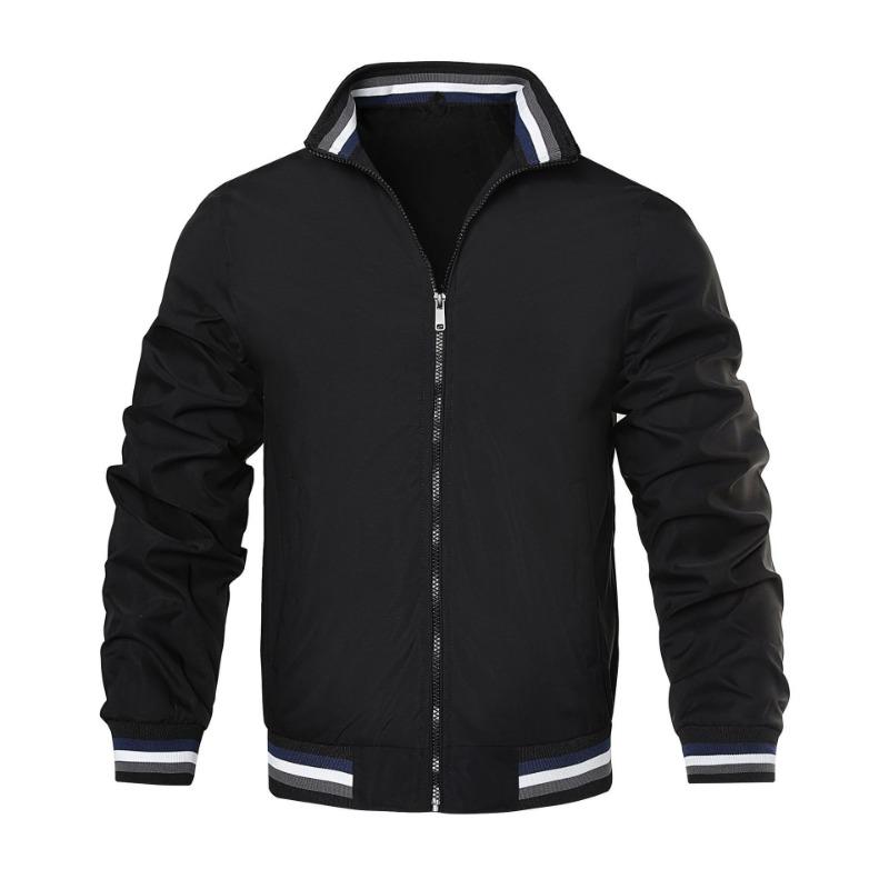 Men's New Solid Color Cardigan Jacket Casual Men's Coach Jacket
