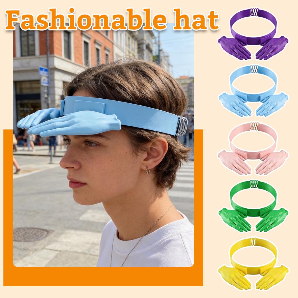 Novelty Hand-Shaped Sun Visor Hat Adjustable Outdoor Sun Protection Cap Unique Design for Casual Wear and Outdoor Activities