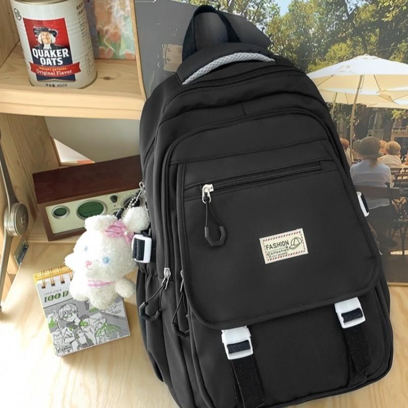 Trendy Girls' High School Backpack With Colorful Contrast Design Soft Retro Bookbag For Teens