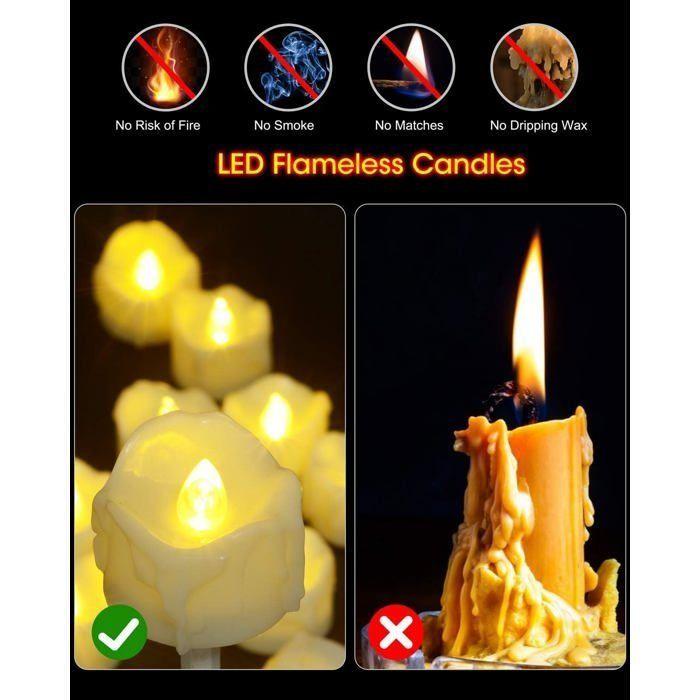 Bougie chauffe-plat LED sans flamme - AIMOONSA - Modèle chauffe-plat LED - Minuterie 6 h - Effet flamme vacillante - Blanc chaud