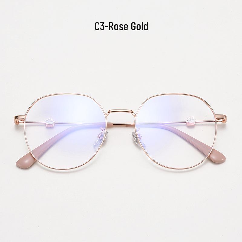 Shinchan Large Polygon Metal Eyeglass Frame - Korean Style Slimming Women's Myopia Glasses