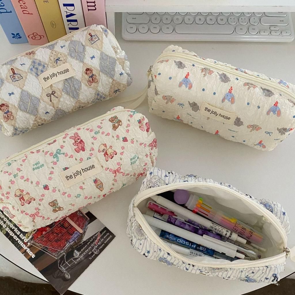 High-Capacity Bubble Cotton Pencil Case for Middle School Girls