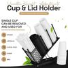 4 Compartment Adjustable Coffee Cup Holder Organizer with Straw Holder Coffee Mug Holder Cup Holder for Coffee Station Breakroom