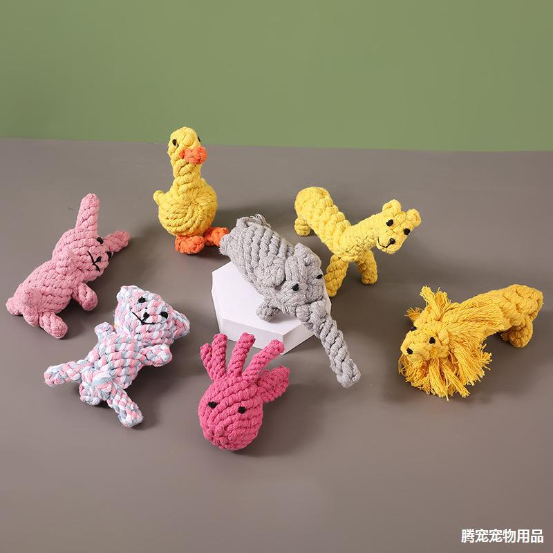 Q Dog Knot Toys Medium and Large Dog Molar Cotton Rope Pet Toys Bite-resistant Teeth Cleaning Dog Toys