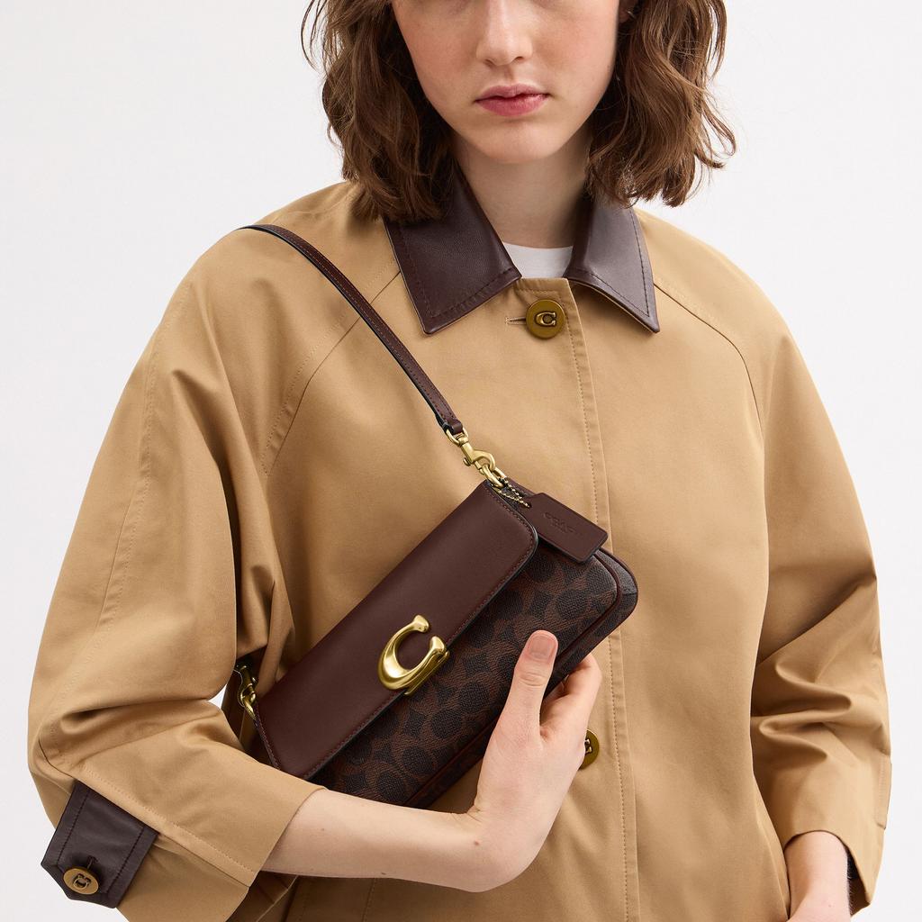 Coach Jet 25 Classic Logo Coated Canvas And Leather Crossbody Bag Medium Women Bags Maple-Brown CBA83-B4YDT