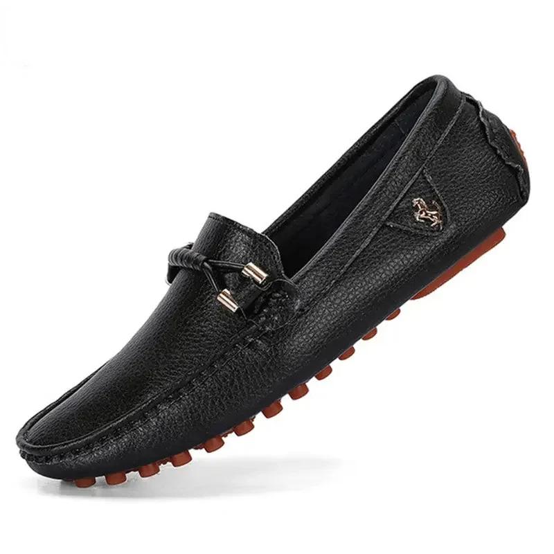 Leather Loafers For Men Handmade Moccasins Men Flats Casual Leather Shoes Luxury Comfy Mens Loafers Size 47 Zapatos Hombre