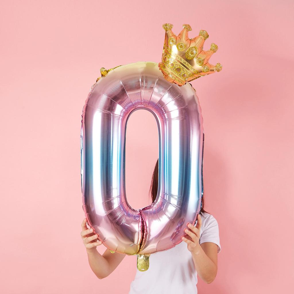 First Birthday Crown and Number Balloons for Baby Photo Props and Party Decoration