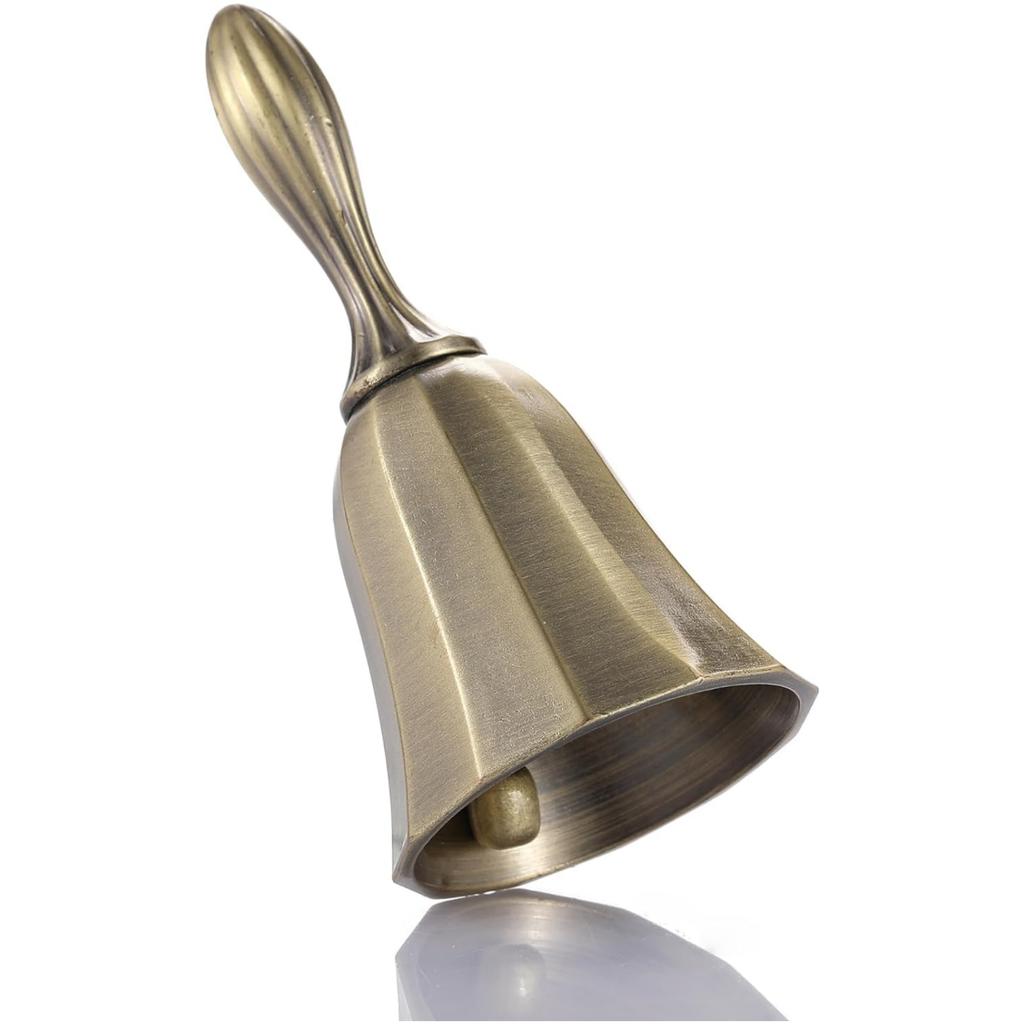 Retro Metalen Tone Hand Bel Metalen School Diner Shoptea Bell Hand Held Craft Bruiloft Decoratie Alarm School Kerk Klaslokaal