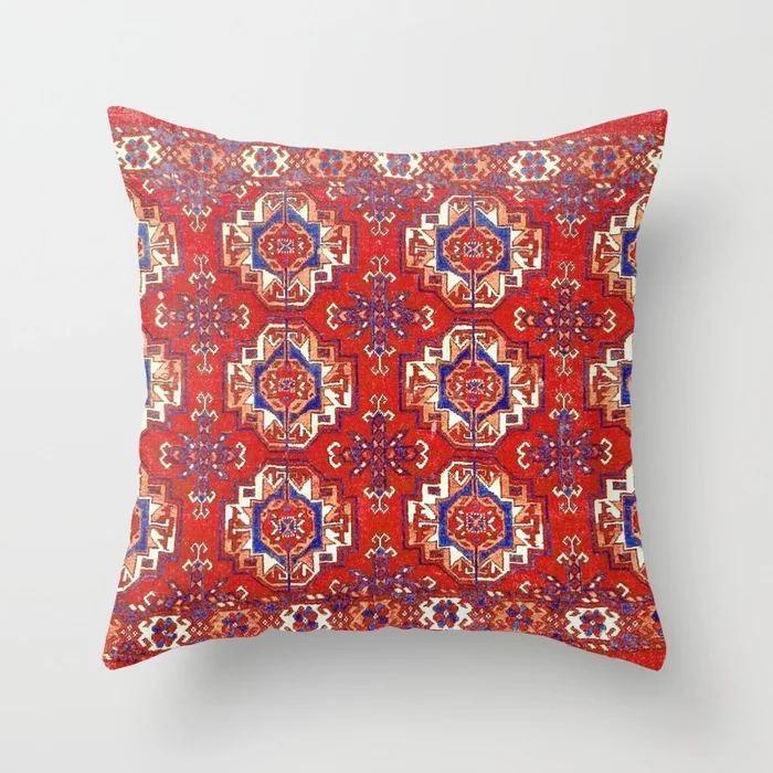 Ethnic Style Pattern Square Polyester Pillowcase, Sofa Living Room Decorative Cushion Cover, Bedroom Bedside Pillow Cover