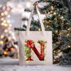 Christmas letter flower print niche trend tote bag shoulder bag