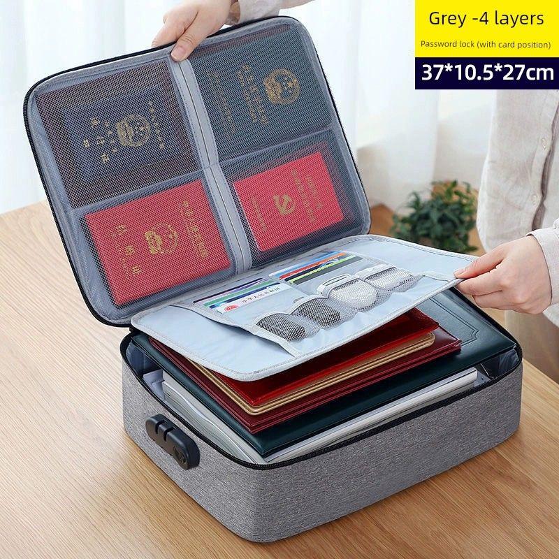 

Document Package Household Minimalist Men s and Women s File Bag Cosmetics Bag Multifunctional Wrap Card Bag Oxford Cloth Storage Bag Handbag Gray Four Layers with Lock