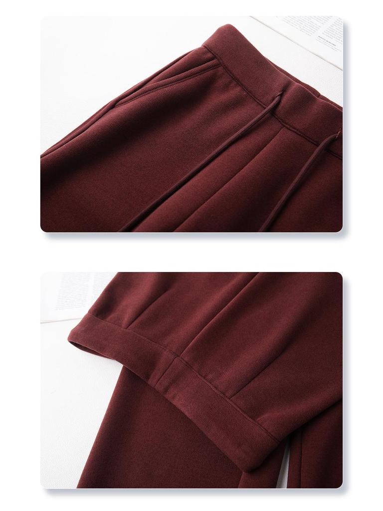Ancola Red Women's High-Waisted Wool Wide-Leg Pants - 2024 Autumn/Winter Collection