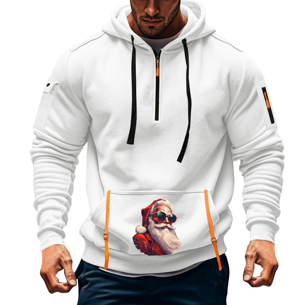 Men's Printed Sweatshirt Hoodie Zipper Arm Pocket Cardigan Men's Sports Large Size Casual Hoodie