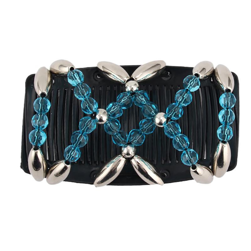 

Двойные гребни для волос с бусинами для женщин и девочек, волшебный гребень для укладки, аксессуары для волос, волшебный гребень для волос, эластичная заколка для волос с бусинами, держатель для хвоста