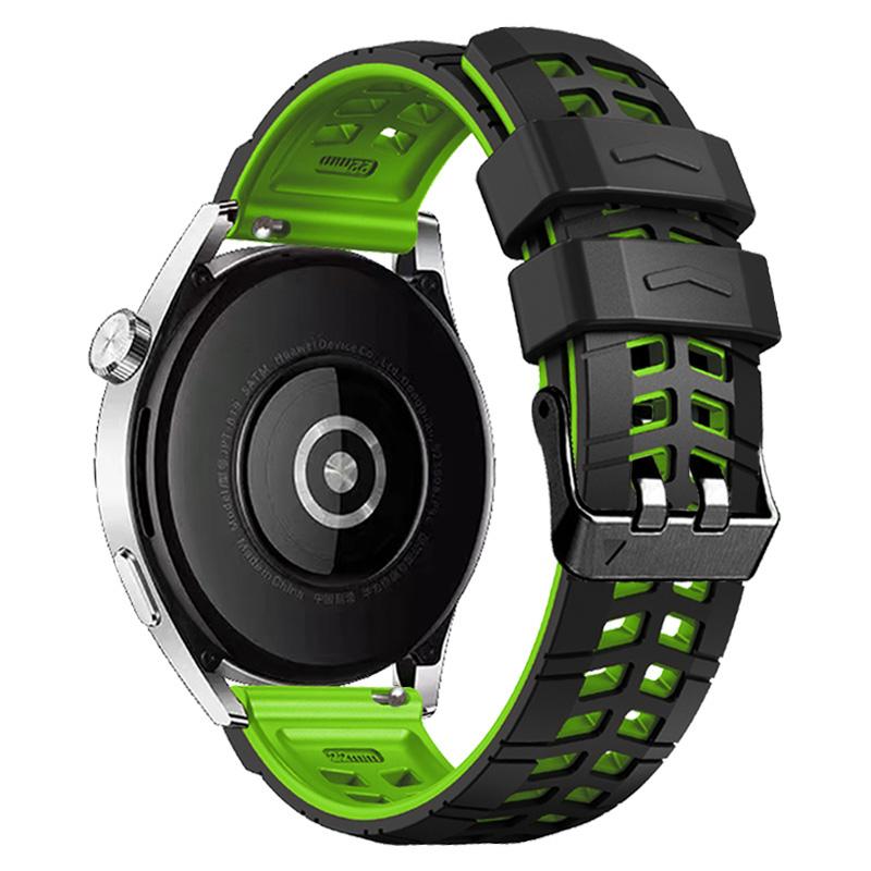 

For Huawei Watch 4/4 Pro/Watch 3/3 Pro Silicone Watch Band 22mm Textured Watch Strap with Dual Buckle Black/Green