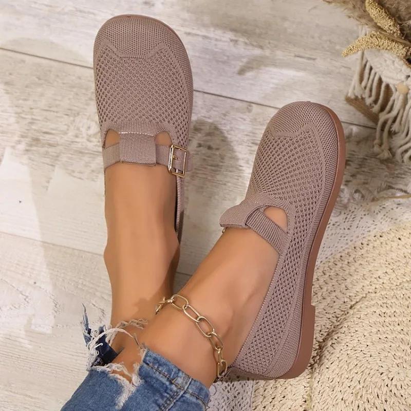 Women Lightweight Sports Shoelaces Hook and Loop Buckles Comfortable Casual Breathable Mesh Suitable for Walking Bean Shoes