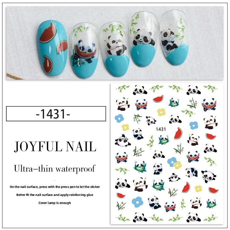 3D Národní styl Panda & Bambusové samolepky na nehty